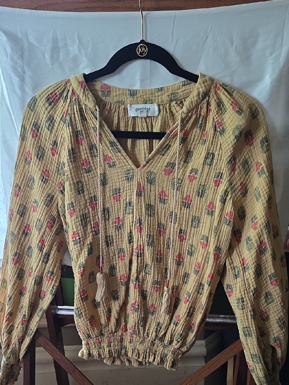Porridge Women's Yellow Floral Peasant Top